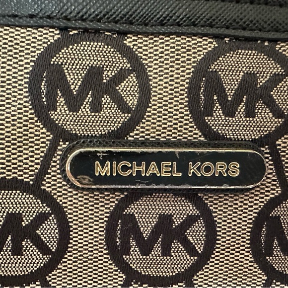Michael Kors MK Signature Jet Set Tote Bag Large Purse Black / Brown - Picture 2 of 9